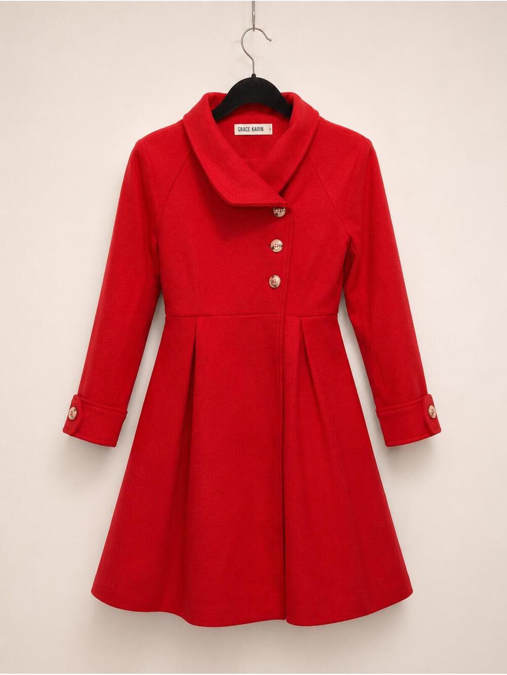 GRACE KARIN Girls Long Button Coat with Pockets - Size 8Y
